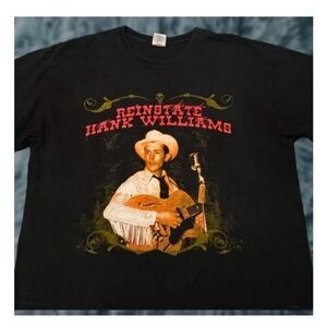 Vintage Hank Williams Senior Reinstate Grand Ole Opery Black Graphic T-Shirt